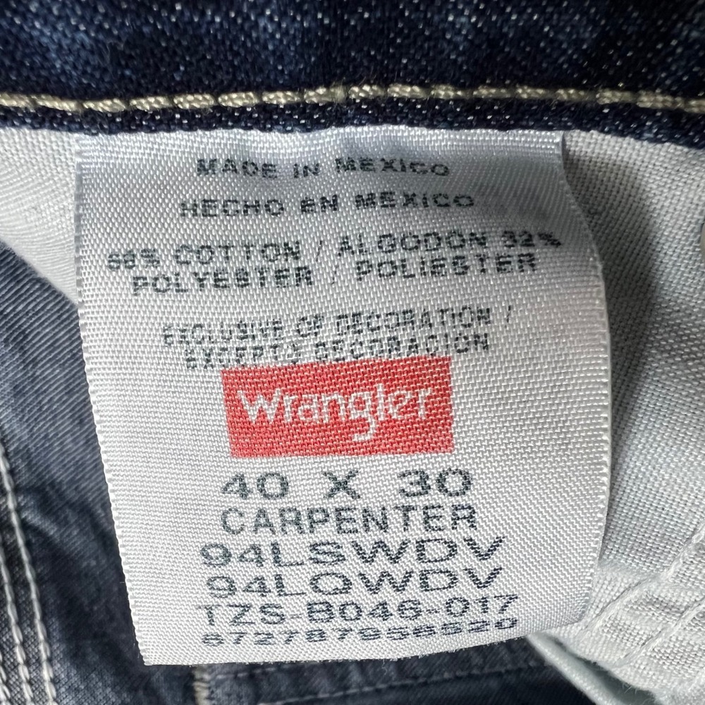 Wrangler Carpenter Jeans Relaxed Fit Denim Work Pants Blue Size 40x30 - Picture 8 of 8